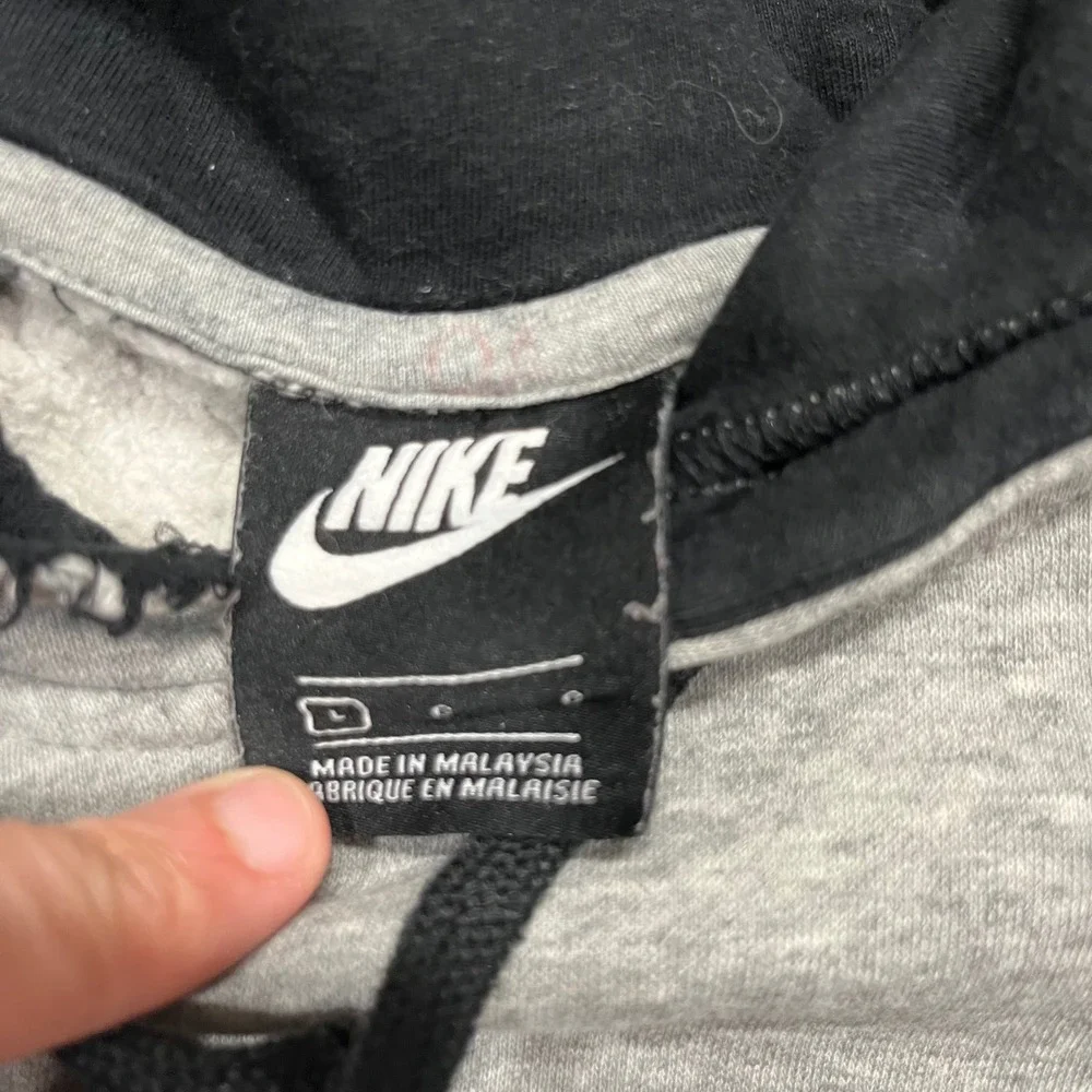 Nike Mens Hoodie Heather Grey White Swoosh Logo Pullover Sweatshirt Large